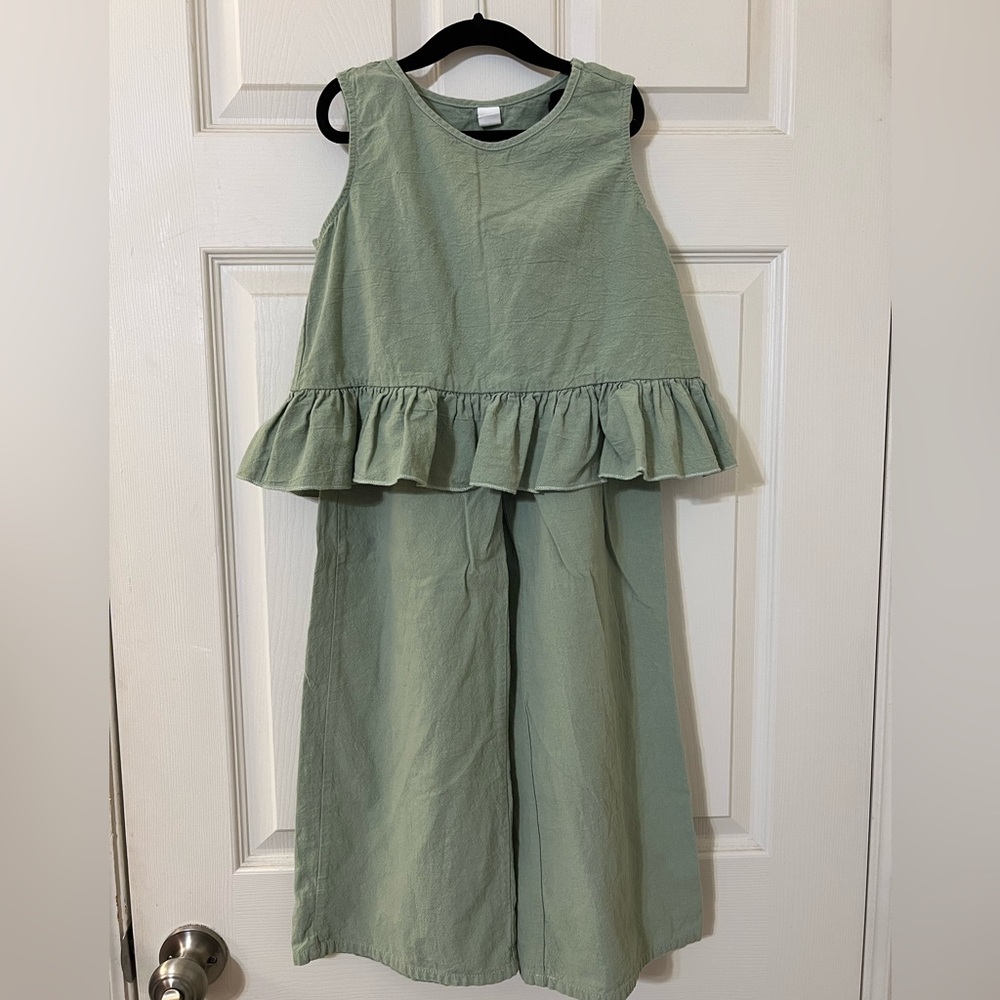 Sleeveless Green Ruffle Jumpsuit